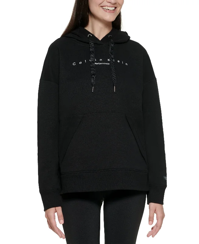 Calvin Klein Performance Womens Oversized-Pocket Logo Hoodie Hoodie with V-Neck Classic Versatile Calvin Klein Performance Womens Oversized-Pocket Logo Hoodie Hoodie with V-Neck Classic Versatile