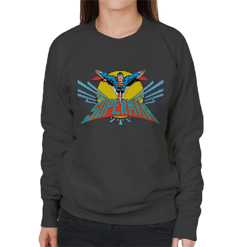 Superman Flying Past The Sun Women's Sweatshirt Hoodie with Ribbed Cuffs Snug Fit Comfort