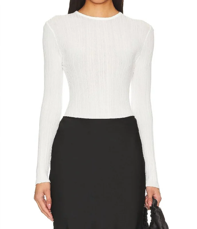 Harley Sweater In Off White Satin Blend Silk Blend Wool Blend
