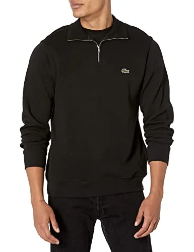 Men's Solid Quarter-Zip Interlock Ribbed Sweatshirt Hoodie with Ribbed Neckline Snug Warm Men's Solid Quarter-Zip Interlock Ribbed Sweatshirt Hoodie with Ribbed Neckline Snug Warm