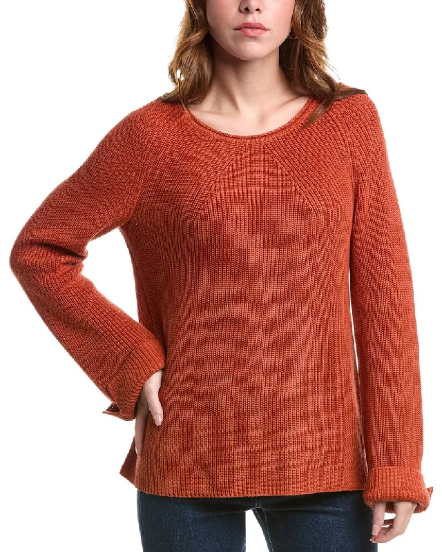 Edinburgh Knitwear Fluted Shaker Knit Sweater Front Pockets Side Pockets Patch Pockets