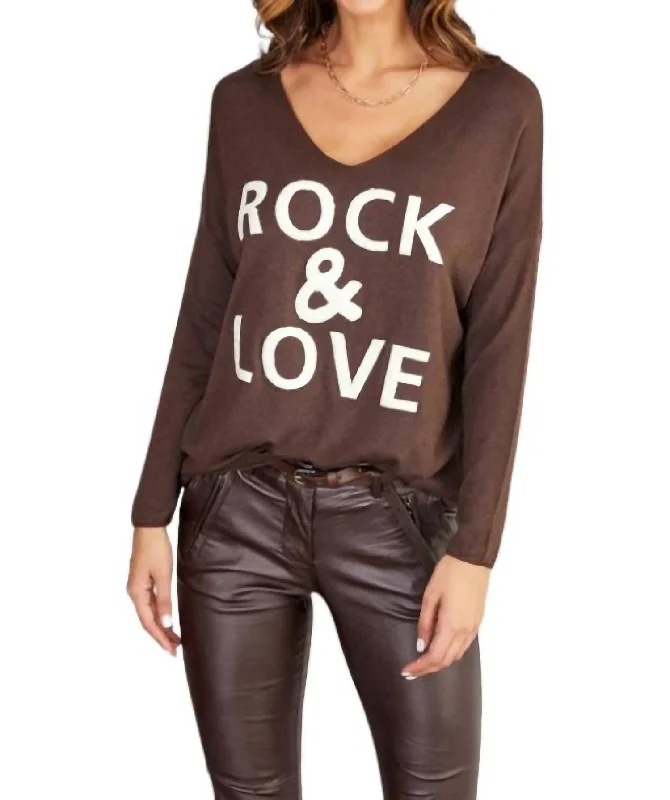 Fuzzy Rock Love Sweater In Brown Open Front Closed Front Wrap Front