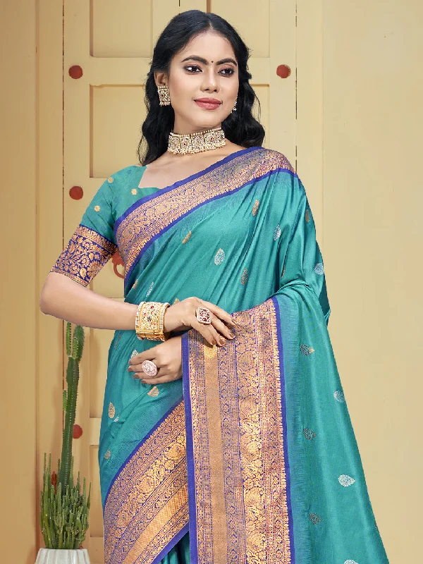 Women Sky Blue Silk Saree With Un Stitched Blouse Lightweight Chiffon Blouse