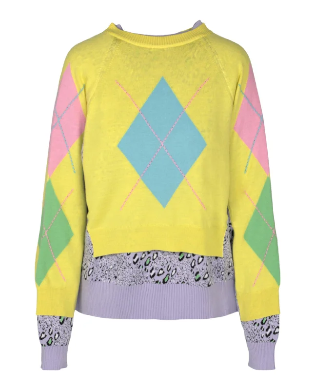 Patterned Twofer Sweater Mesh Blend Leather Blend Suede Blend