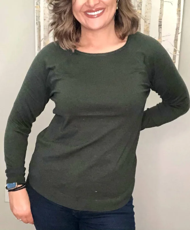 Ollie Sweater In Hunter Green Spandex Blend Rayon Blend Denim Blend