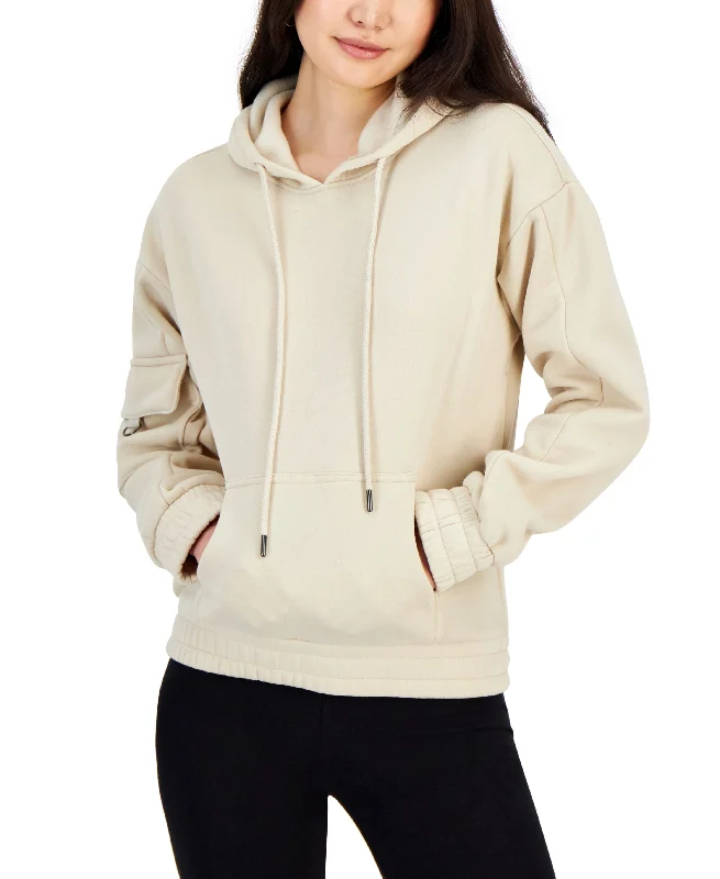 Juniors' Cargo Hoodie Hoodie with Tied Waist Feminine Flattering