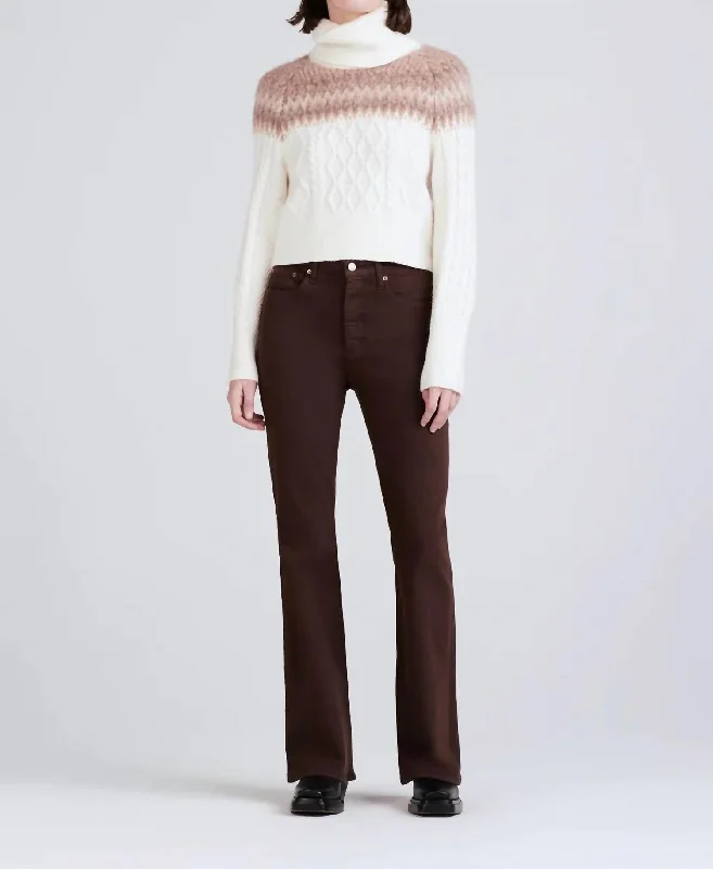 Marcella Cable Knit And Fair Isle Turtleneck Sweater In Ivory Boxy Sweater Fitted Sweater A-Line Marcella Cable Knit And Fair Isle Turtleneck Sweater In Ivory Boxy Sweater Fitted Sweater A-Line