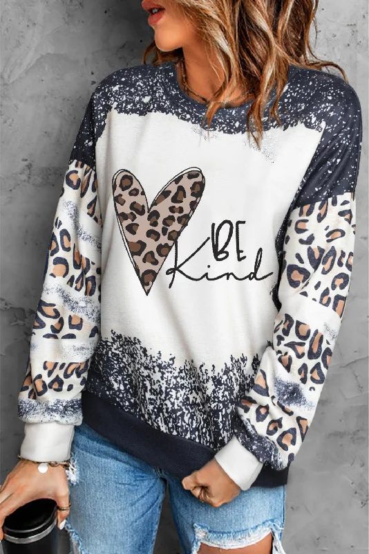 Mixed Print Drop Shoulder Sweatshirt Hoodie with Lining Warm Insulated