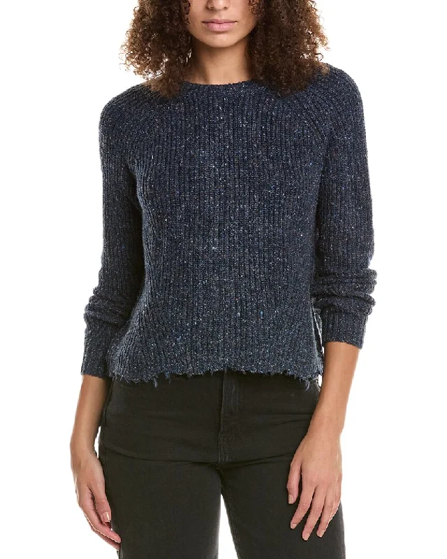 Autumn Cashmere Distressed Wool & Silk-Blend Sweater Satin Blend Silk Blend Wool Blend
