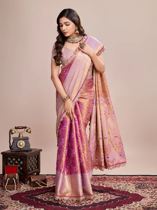 Women Party Wear Jari Weaving Worked Kanjivaram Silk Saree with Un Stitched Blouse Airy Cotton Blouse Women Party Wear Jari Weaving Worked Kanjivaram Silk Saree with Un Stitched Blouse Airy Cotton Blouse