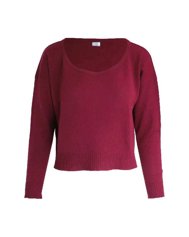 Prada Cropped Sweater in Burgundy Wool Slim Fit Regular Fit Oversized