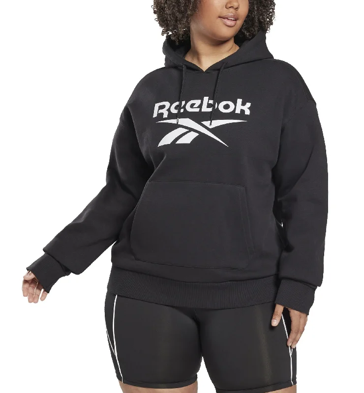Reebok Plus Size Identity Logo Fleece Hoodie Hoodie with Hem Fringe Bohemian Relaxed Reebok Plus Size Identity Logo Fleece Hoodie Hoodie with Hem Fringe Bohemian Relaxed
