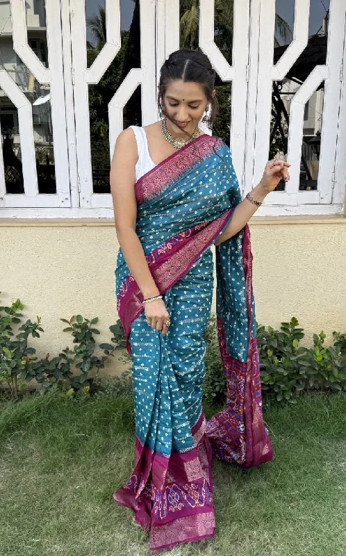 Women Party Wear Bandhej Print Pure Candy Cotton Silk Saree with Un Stitched Blouse Soft Knit Blouse Women Party Wear Bandhej Print Pure Candy Cotton Silk Saree with Un Stitched Blouse Soft Knit Blouse