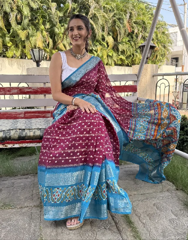 Women Party Wear Bandhej Print Pure Candy Cotton Silk Saree with Un Stitched Blouse Lightweight Tunic Blouse Women Party Wear Bandhej Print Pure Candy Cotton Silk Saree with Un Stitched Blouse Lightweight Tunic Blouse
