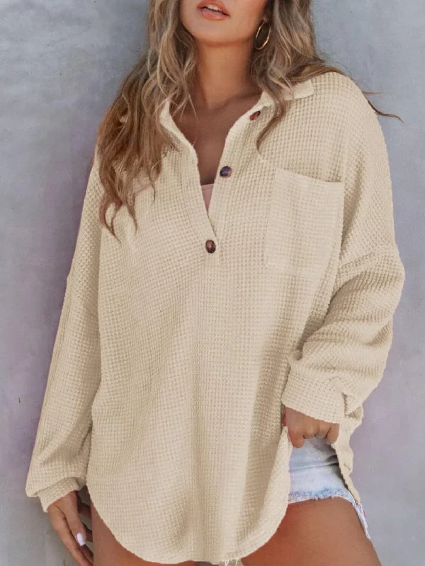 Waffle-Knit Dropped Shoulder Long Sleeve Sweatshirt Hoodie with Drop Shoulder Relaxed Streetwear Waffle-Knit Dropped Shoulder Long Sleeve Sweatshirt Hoodie with Drop Shoulder Relaxed Streetwear