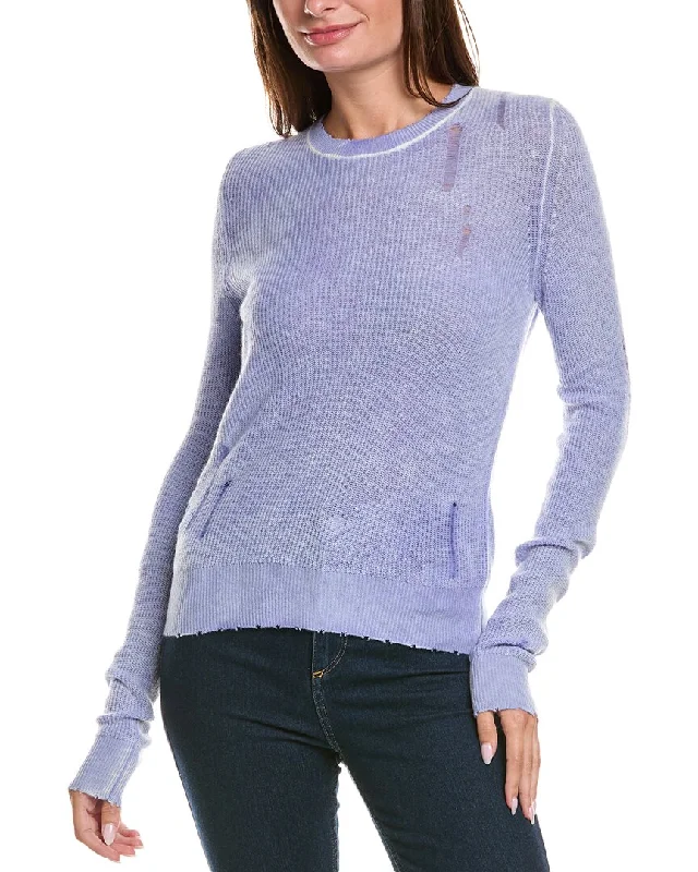 Autumn Cashmere Distressed Shaker Cashmere Sweater Fleece Sweater Nylon Polyester