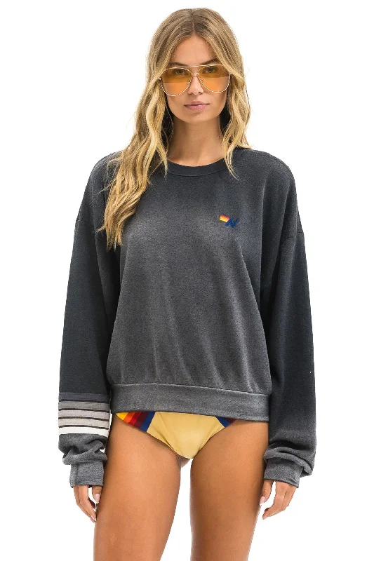 RUGBY STITCH RELAXED CREW SWEATSHIRT - FADED SMOKE Hoodie with Distressed Vintage Worn RUGBY STITCH RELAXED CREW SWEATSHIRT - FADED SMOKE Hoodie with Distressed Vintage Worn