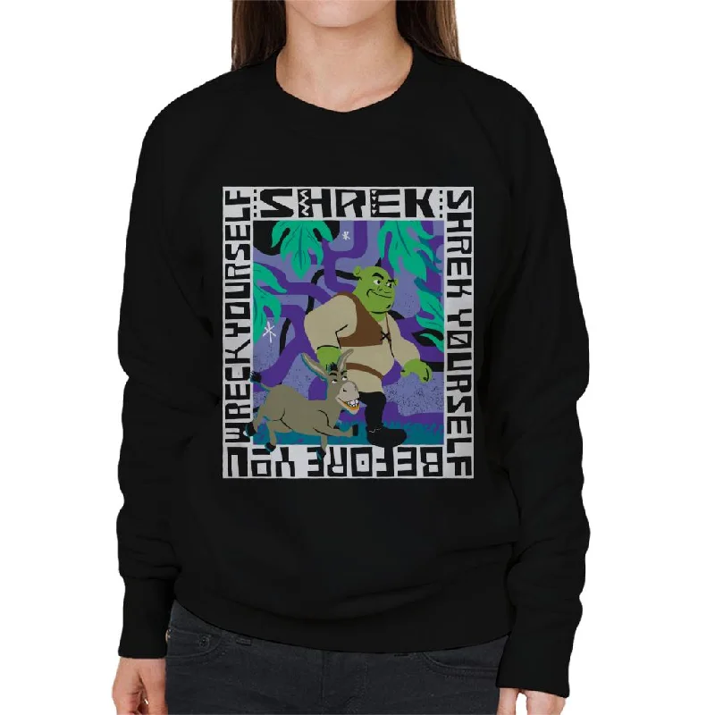 Shrek And Donkey Walking Together Women's Sweatshirt Hoodie with High Neck Warm Protective Shrek And Donkey Walking Together Women's Sweatshirt Hoodie with High Neck Warm Protective