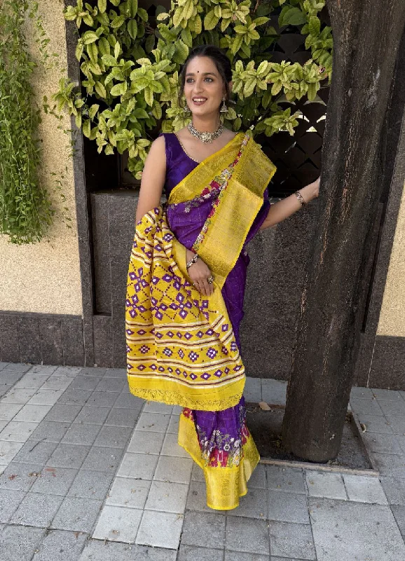 Women Party Wear Flower Foil Print Dhola Silk Saree with Un Stitched Blouse Airy Cotton Blouse Women Party Wear Flower Foil Print Dhola Silk Saree with Un Stitched Blouse Airy Cotton Blouse