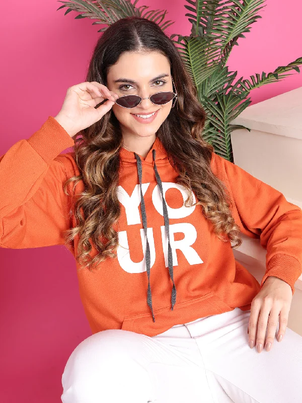 VimaL Jonney Regular Fit Orange Printed Hoodie For Women Hoodie with Relaxed Fit Easy Casual VimaL Jonney Regular Fit Orange Printed Hoodie For Women Hoodie with Relaxed Fit Easy Casual