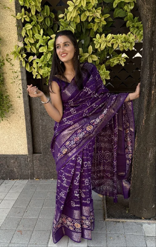 Women Party Wear Bandhej Pura Candy Cotton Silk Saree with Un Stitched Blouse Short Sleeve Blouse Women Party Wear Bandhej Pura Candy Cotton Silk Saree with Un Stitched Blouse Short Sleeve Blouse