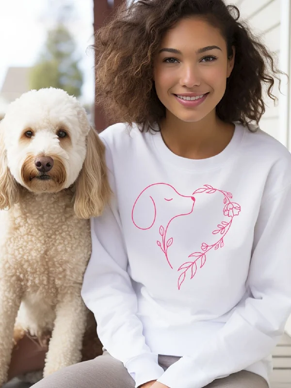 Heart Dog Line Drawing Dog Mom Valentine's Day Long Sleeve Graphic Sweatshirt Hoodie with Batwing Sleeves Loose Dramatic Heart Dog Line Drawing Dog Mom Valentine's Day Long Sleeve Graphic Sweatshirt Hoodie with Batwing Sleeves Loose Dramatic
