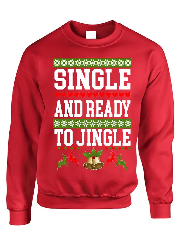 Adult Sweatshirt Single Ready To Jingle Friends Gift Xmas Ugly Party Hoodie with Slim Fit Tailored Modern Adult Sweatshirt Single Ready To Jingle Friends Gift Xmas Ugly Party Hoodie with Slim Fit Tailored Modern