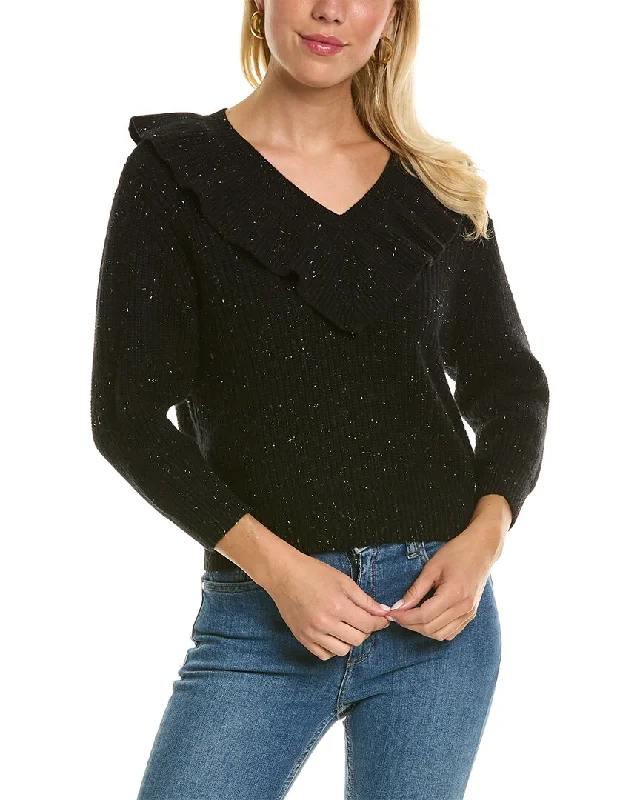 Autumn Cashmere Shaker Rib Ruffle Cashmere Sweater Handmade Hand-knitted Hand-woven