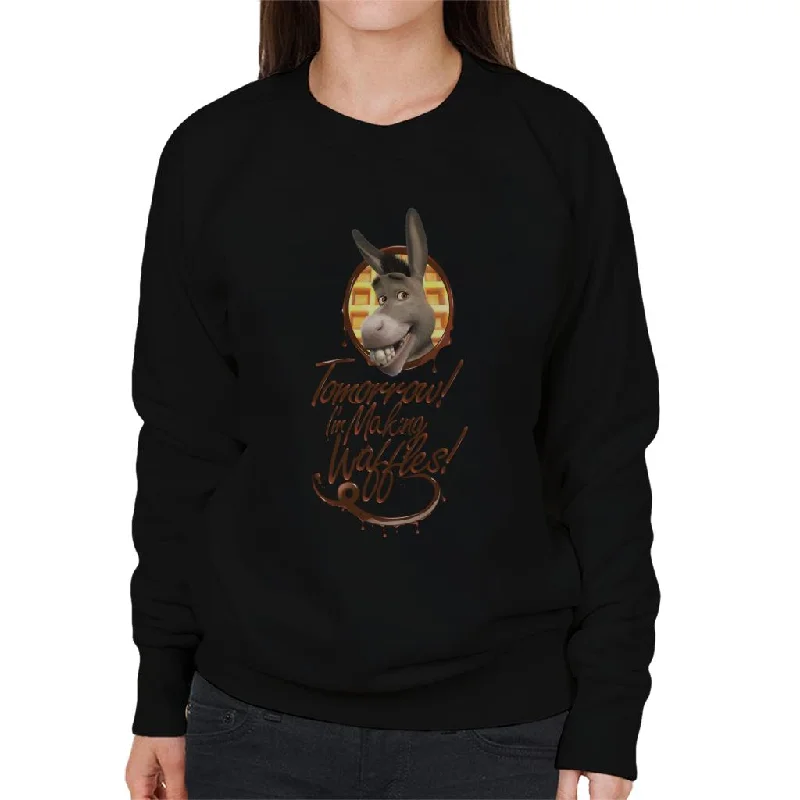 Shrek Donkey Tomorrow Im Making Waffles Women's Sweatshirt Hoodie with Stripes Bold Sporty Shrek Donkey Tomorrow Im Making Waffles Women's Sweatshirt Hoodie with Stripes Bold Sporty