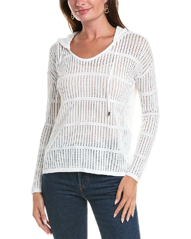 Joseph Ribkoff Open Stitch Hooded Sweater Elasticated Padded Insulated