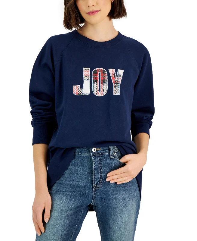 Women's Joy Plaid Holiday Sweatshirt Hoodie with Reflective Safety Nightwear