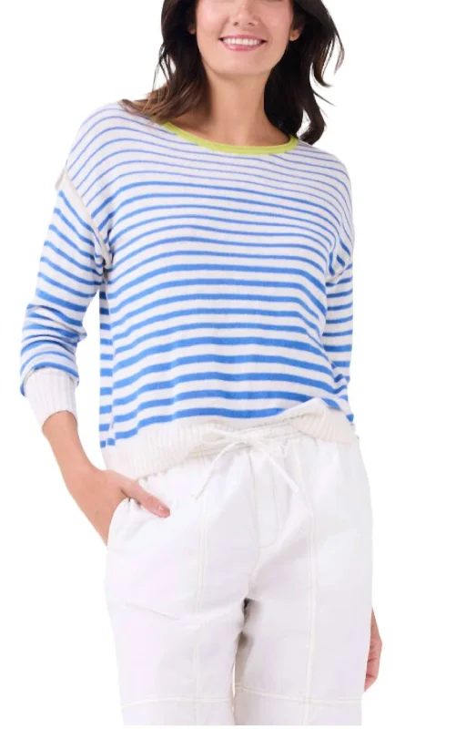 Striped Up Supersoft Sweater In Blue Multi Layered Multi-layer Single Layer