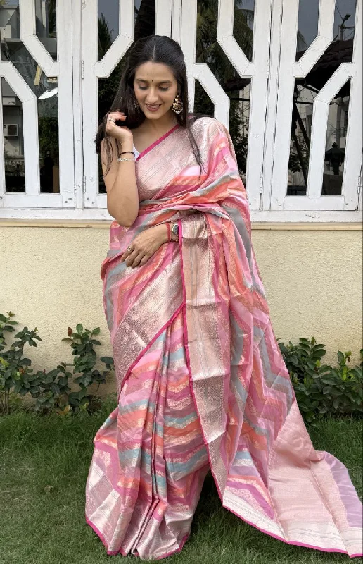 Women Party Wear Jari Weaving Leheriya Pattern Fancy Silk Saree with Un Stitched Blouse Embroidered Cotton Blouse Women Party Wear Jari Weaving Leheriya Pattern Fancy Silk Saree with Un Stitched Blouse Embroidered Cotton Blouse