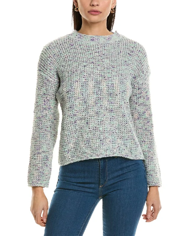 FATE Marled Yarn Waffle Knit Sweater Cashmere Blend Cotton Blend Poly Blend