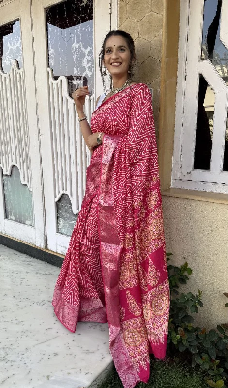 Women Party Wear Printed Dhola Silk Saree with Un Stitched Blouse Lightweight Linen Blouse Women Party Wear Printed Dhola Silk Saree with Un Stitched Blouse Lightweight Linen Blouse