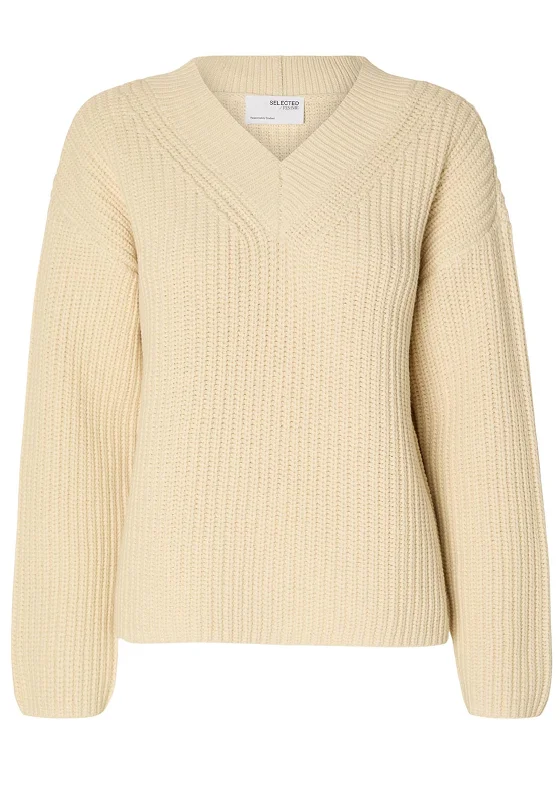 Selected Femme Selma V-Neck Knitted Sweater, Birch Faux Fur Fabric Real Fur Fabric Shearling Fabric Selected Femme Selma V-Neck Knitted Sweater, Birch Faux Fur Fabric Real Fur Fabric Shearling Fabric