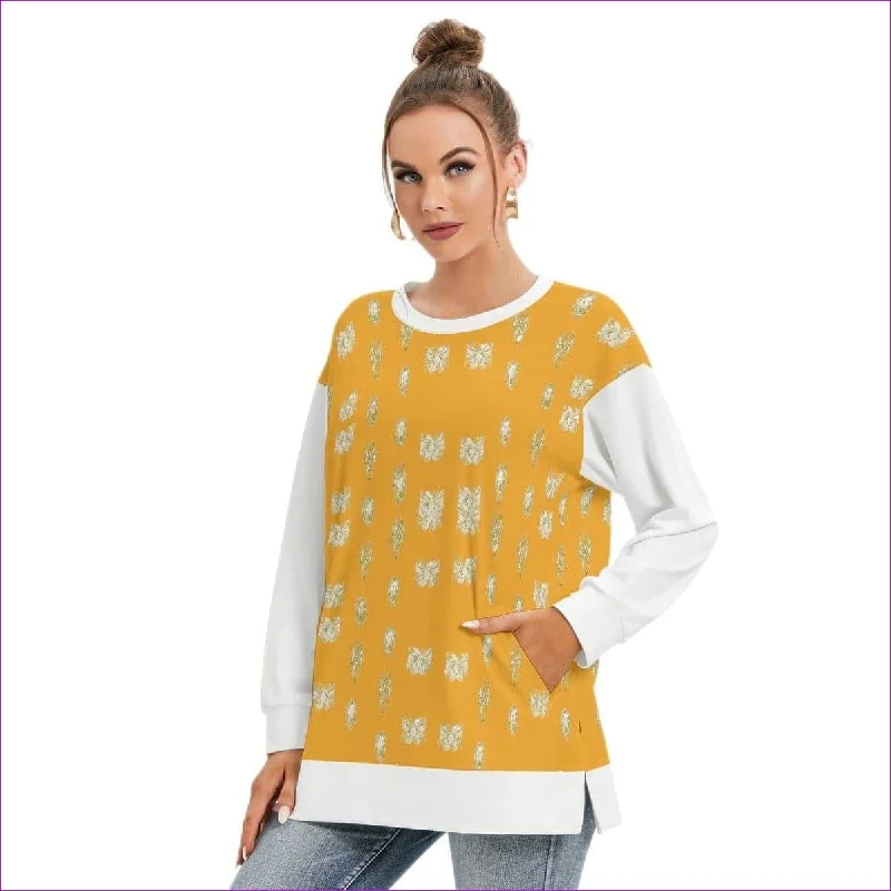 Tatted Women's Side Split O-neck Sweatshirt Oversized Hoodie Comfort Casual