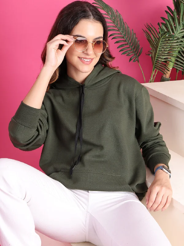 VimaL Jonney Regular Fit Green Solid Hoodie For Women Hoodie with V-Neck Classic Versatile VimaL Jonney Regular Fit Green Solid Hoodie For Women Hoodie with V-Neck Classic Versatile