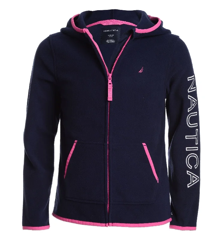 Nautica Little Girls Zip Up Polar Fleece Hoodie Hoodie Crop Top Short Trendy