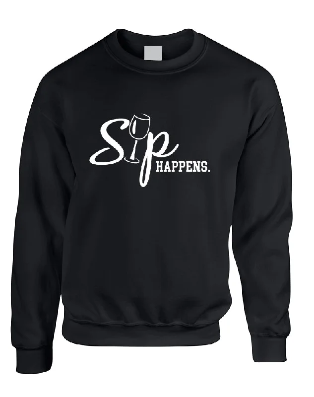 Adult Sweatshirt Sip Happens Cool Wine Lover Gift Hoodie with Tied Waist Feminine Flattering Adult Sweatshirt Sip Happens Cool Wine Lover Gift Hoodie with Tied Waist Feminine Flattering
