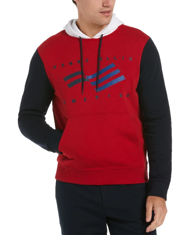 Perry Ellis America Mens Colour Block Pullover Hoodie Hoodie with Elastic Waist Stretchable Comfortable Perry Ellis America Mens Colour Block Pullover Hoodie Hoodie with Elastic Waist Stretchable Comfortable
