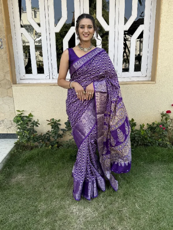 Women Party Wear Printed Dhola Silk Saree with Un Stitched Blouse Frilled Cuff Blouse Women Party Wear Printed Dhola Silk Saree with Un Stitched Blouse Frilled Cuff Blouse