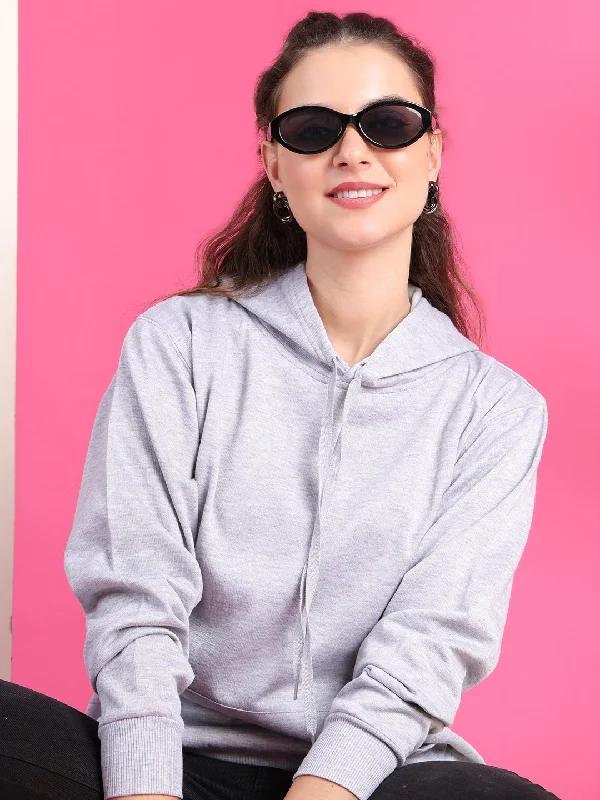 VimaL Jonney Regular Fit Grey Solid Hoodie For Women Hoodie with Strings Custom Fit Adjustable VimaL Jonney Regular Fit Grey Solid Hoodie For Women Hoodie with Strings Custom Fit Adjustable