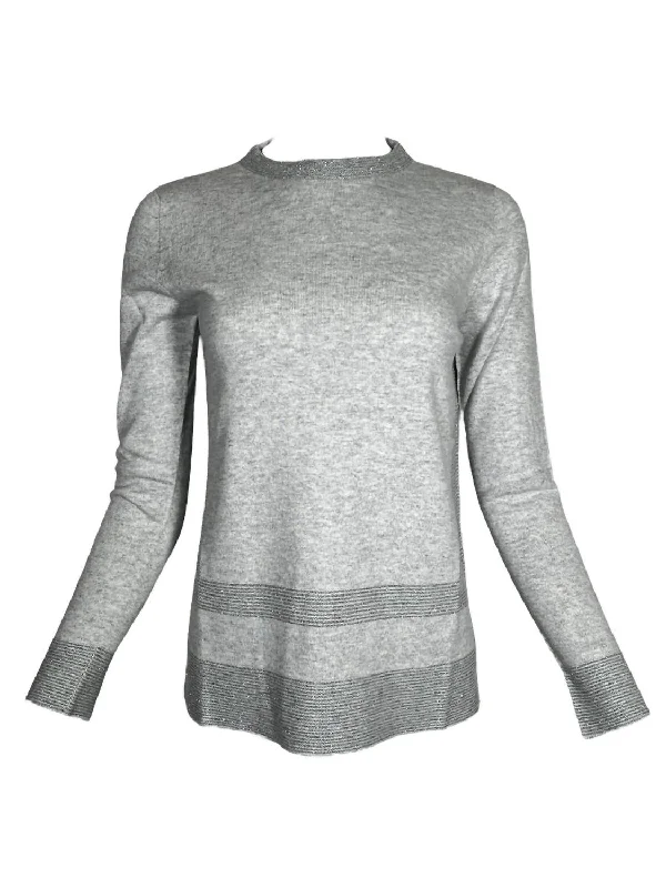 Women Tonal Crew Sweater In Grey Collared Crew Neck Turtle Neck