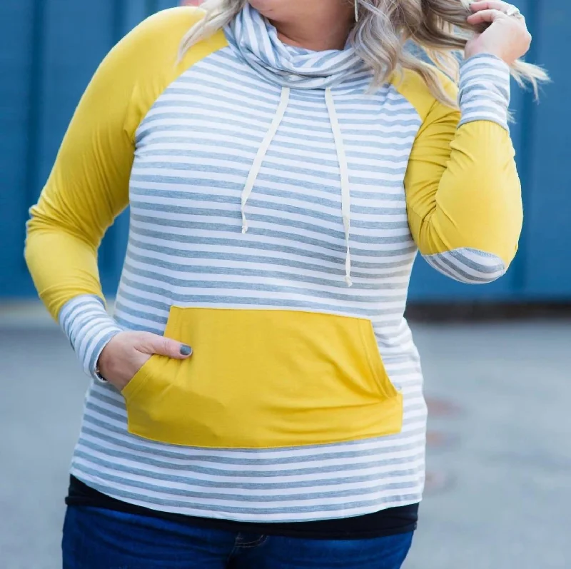 Funnel Neck Sweater In Mustard Thin Thick Dense