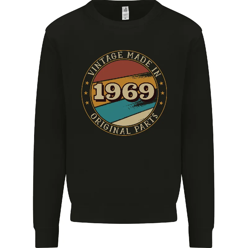 55th Birthday Vintage Made In 1969 Mens Sweatshirt Jumper Hoodie with Hem Patch Decorative Personalized 55th Birthday Vintage Made In 1969 Mens Sweatshirt Jumper Hoodie with Hem Patch Decorative Personalized