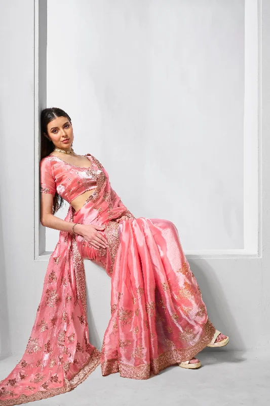 Women Party Wear Heavy Embroidery Worked Premium Organza Blend Saree with Un Stitched Blouse Modern Oversized Blouse Women Party Wear Heavy Embroidery Worked Premium Organza Blend Saree with Un Stitched Blouse Modern Oversized Blouse