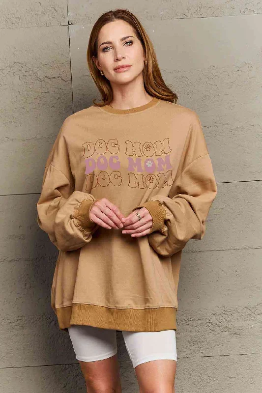 DOG MOM Graphic Sweatshirt Hoodie with Double Zipper Versatile Adjustable