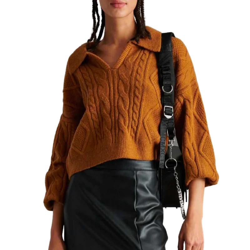 Cay Cable Knit Sweater In Tan Sweater Knitwear Pullover