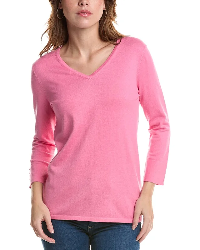 Edinburgh Knitwear Classic V-Neck Sweater Embroidered Appliqued Beaded